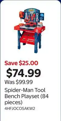 Walmart Spider-Man Tool Bench Playset (84 pieces) offer