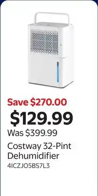 Walmart Costway 32-Pint Dehumidifier offer