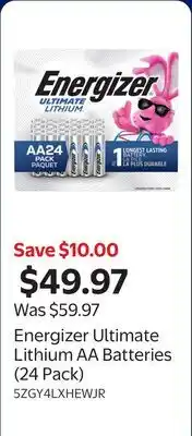 Walmart Energizer Ultimate Lithium AA Batteries (24 Pack) offer