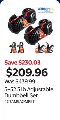 Walmart 5–52.5 lb Adjustable Dumbbell Set offer