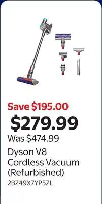 Walmart Dyson V8 Cordless Vacuum (Refurbished) offer