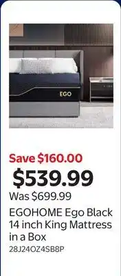 Walmart EGOHOME Ego Black 14 inch King Mattress in a Box offer