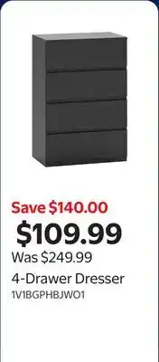 Walmart 4-Drawer Dresser offer