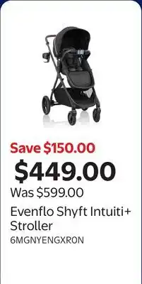Walmart Evenflo Shyft Intuiti+ Stroller offer
