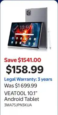 Walmart VEAT00L 10.1 Android Tablet offer
