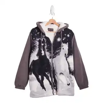 Giant Tiger Classic Editions Women's Animal Printed Sherpa Hooded Jacket with Full Zip Closure offer