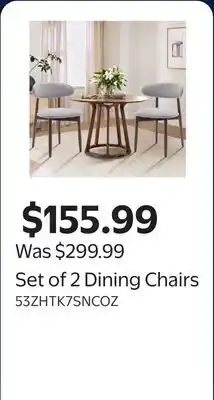 Walmart Set of 2 Dining Chairs offer