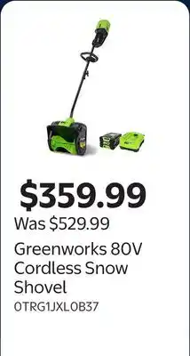 Walmart Greenworks 80V Cordless Snow Shovel offer