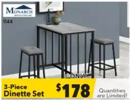 Surplus Furniture Grey & Black Metal 3-Piece Counter Height Dinette Set offer