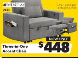 Surplus Furniture Sarin Fog 3-in-One Chair w/ Arms (Chair/Chaise/Pull Out Bed) offer