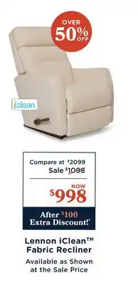 La Z Boy Lennon iClean Fabric Recliner offer