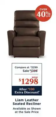 La Z Boy Liam Leather Seated Recliner offer