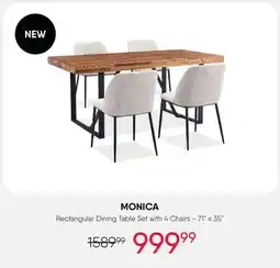 Meubles RD MONICA Rectangular Dining Table Set with 4 Chairs - 71 offer