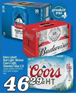 Marché Richelieu bière Labatt Bud Light, Molson Coors Light, Sleeman Clear 2.0 offer