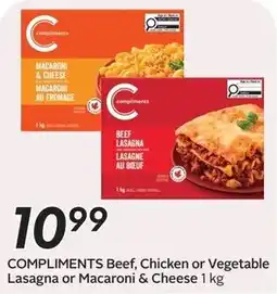 Safeway Compliments Beef, Chicken or Vegetable Lasagna or Macaroni & Cheese offer