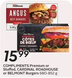 Safeway Compliments Premium or Stuffed, Cardinal Roadhouse or Belmont Burgers offer