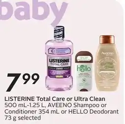 Safeway Listerine Total Care or Ultra Clean or Aveeno Shampoo or Conditioner or Hello Deodorant offer