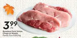 Safeway Boneless Pork Sirloin Chops or Roasts offer