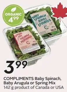 Safeway Compliments Baby Spinach, Baby Arugula or Spring Mix offer