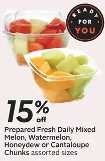 Safeway Prepared Fresh Daily Mixed Melon, Watermelon, Honeydew or Cantaloupe Chunks offer