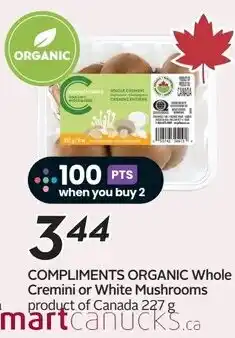 Safeway Compliments organic whole cremini or white mushrooms offer