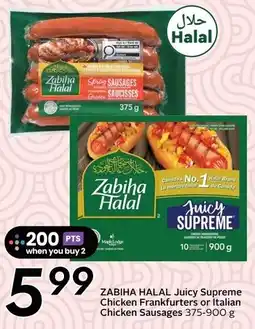 Safeway Zabiha Halal Juicy Supreme Chicken Frankfurters or Italian Chicken Sausages offer