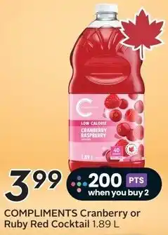 Safeway Compliments Cranberry or Ruby Red Cocktail offer