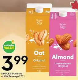 Safeway Simple Sip Almond or Oat Beverage offer