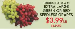 Fiesta Farms Extra large green or red seedless grapes offer