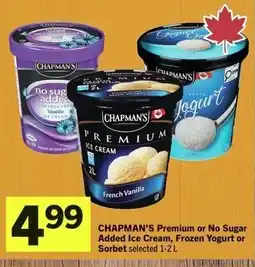 Foodland Chapman's premium or no sugar added ice cream frozen yogurt or sorbet offer