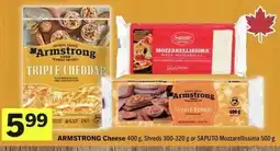 Foodland Armstrong cheese triple cheddar or Saputo mozzarella offer
