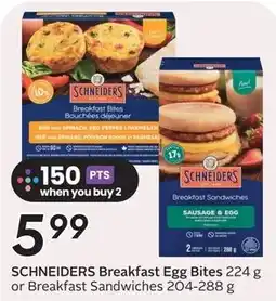 Safeway Schneiders breakfast egg bites or breakfast sandwiches offer