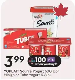 Safeway Yoplait Source Yogurt or Minigo or Tube Yogurt offer