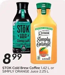 Safeway Stok cold brew coffee or simply orange juice offer