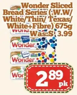 Nations Fresh Foods Wonder Sliced Bread Series (W.W./White/Thin/Texas/White+Fibre) offer