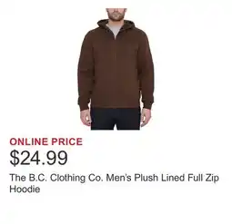 Costco The B.C. Clothing Co. Men's Plush Lined Full Zip Hoodie offer