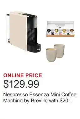 Costco Nespresso Essenza Mini Coffee Machine by Breville with $20 Nespresso Coffee Voucher, Matte Cream offer