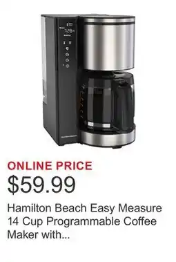 Costco Hamilton Beach Easy Measure 14 Cup Programmable Coffee Maker with Touch Display and Reusable Filter offer