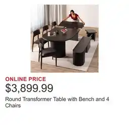 Costco Round Transformer Table with Bench and 4 Chairs offer