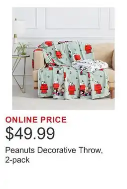 Costco Peanuts Decorative Throw, 2-pack offer