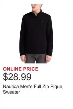 Costco Nautica Men's Full Zip Pique Sweater offer