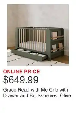 Costco Graco Read with Me Crib with Drawer and Bookshelves, Olive offer