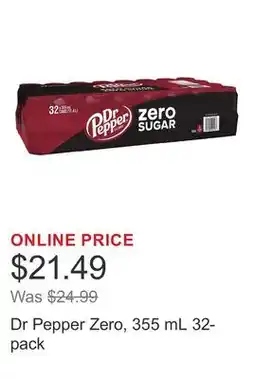 Costco Dr Pepper Zero, 355 mL 32-pack offer
