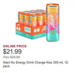 Costco Alani Nu Energy Drink Orange Kiss 355 ml, 12-pack offer
