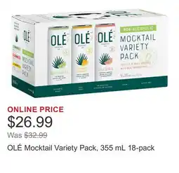 Costco OLÉ Mocktail Variety Pack, 355 mL 18-pack offer