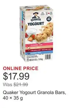 Costco Quaker Yogourt Granola Bars, 40 × offer
