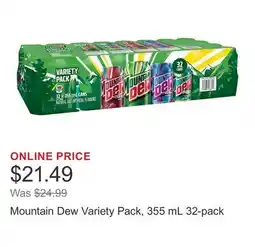 Costco Mountain Dew Variety Pack, 355 mL 32-pack offer