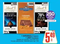 Jean Coutu GHIRARDELLI Squares, LINDT Excellence Chocolate bars offer