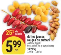 Marché Adonis DATTES JAUNES, ROUGES OU SUMANI | FRESH YELLOW, RED OR SUMANI DATES offer