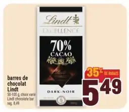 Marché Adonis BARRES DE CHOCOLAT LINDT | LINDT CHOCOLATE BAR offer